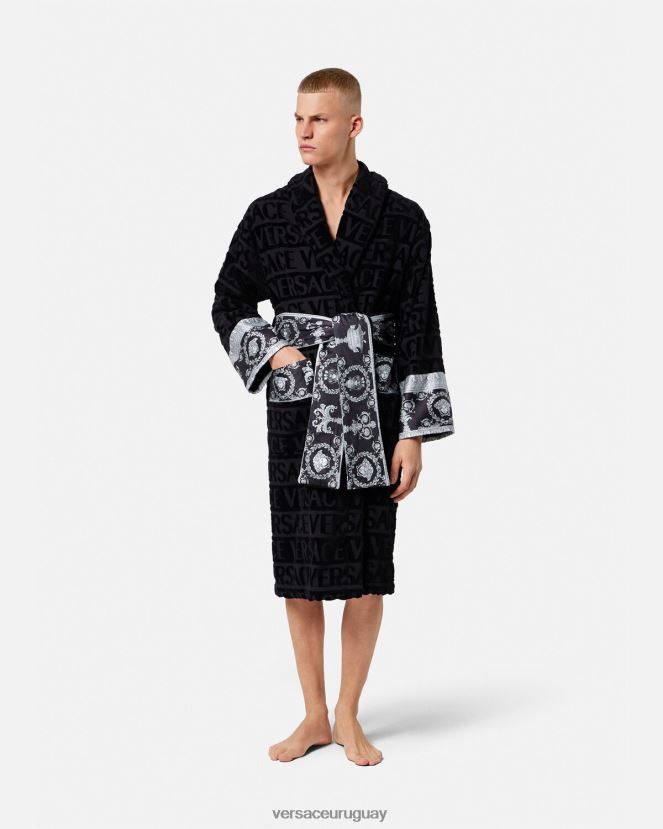 Versace albornoz de novio cristal i barroco hombres negro ropa interior y ropa de playa H88R0H1743