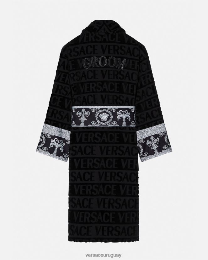 Versace albornoz de novio cristal i barroco hombres negro ropa interior y ropa de playa H88R0H1743