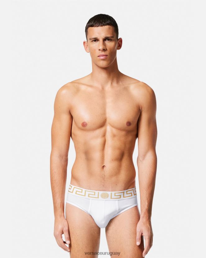 Versace calzoncillos con borde de greca hombres Oro blanco ropa interior y ropa de playa H88R0H1789