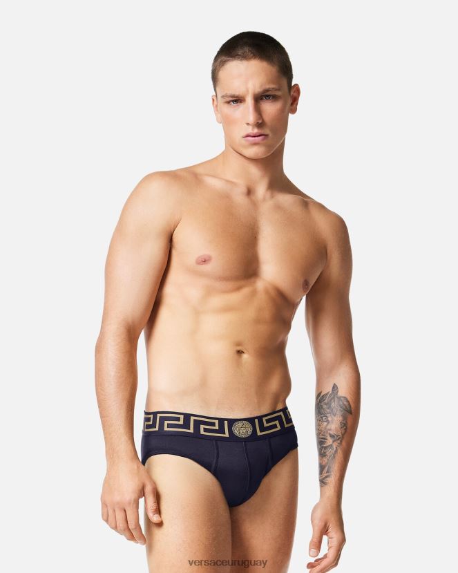 Versace calzoncillos con borde de greca hombres azul ropa interior y ropa de playa H88R0H1786
