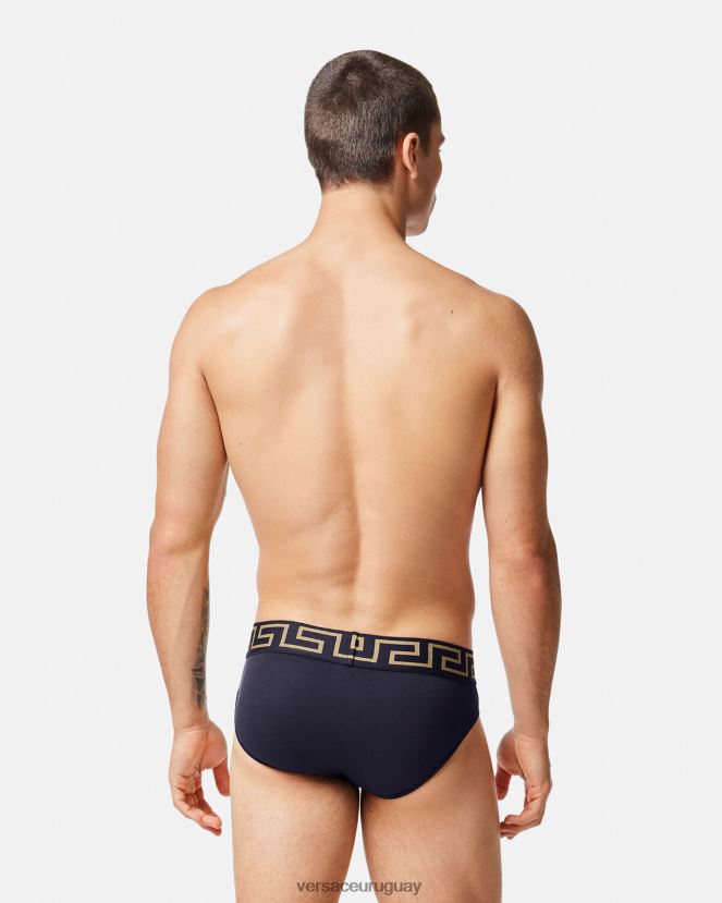 Versace calzoncillos con borde de greca hombres azul ropa interior y ropa de playa H88R0H1786