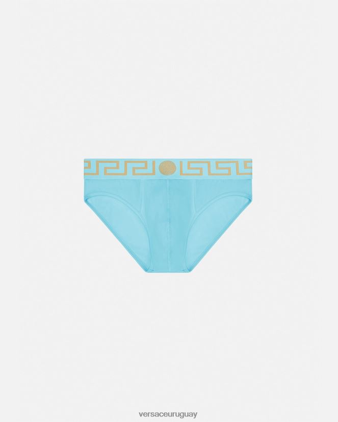 Versace calzoncillos con borde de greca hombres azul ropa interior y ropa de playa H88R0H1791