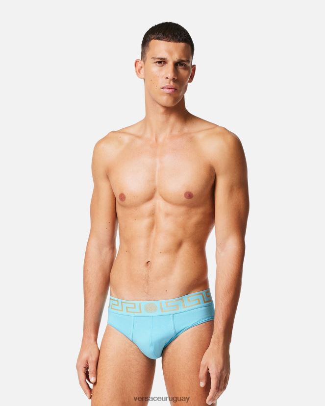 Versace calzoncillos con borde de greca hombres azul ropa interior y ropa de playa H88R0H1791