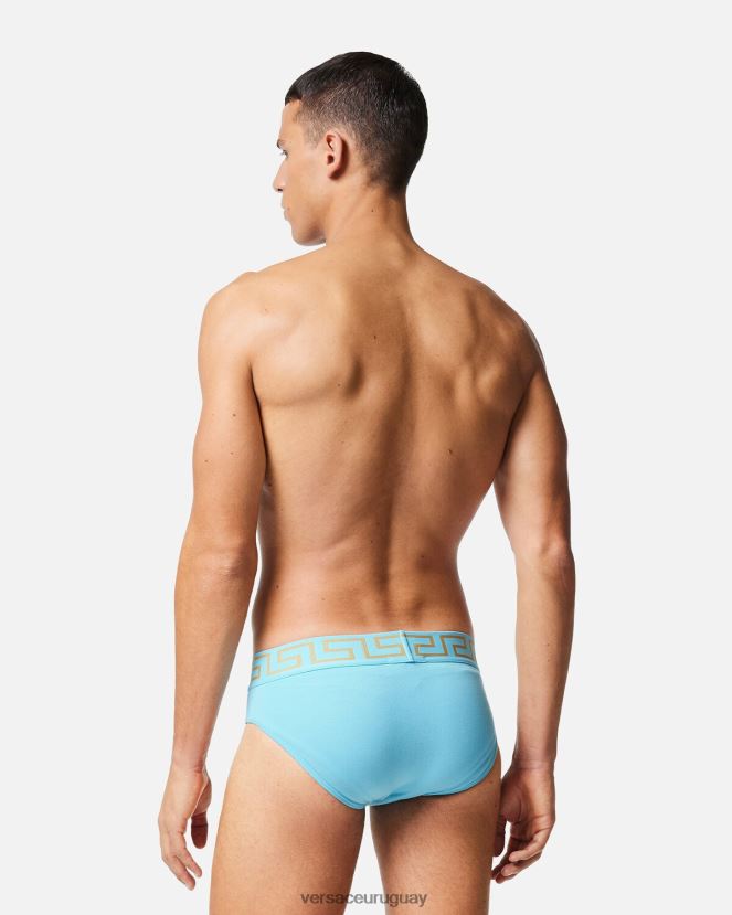 Versace calzoncillos con borde de greca hombres azul ropa interior y ropa de playa H88R0H1791