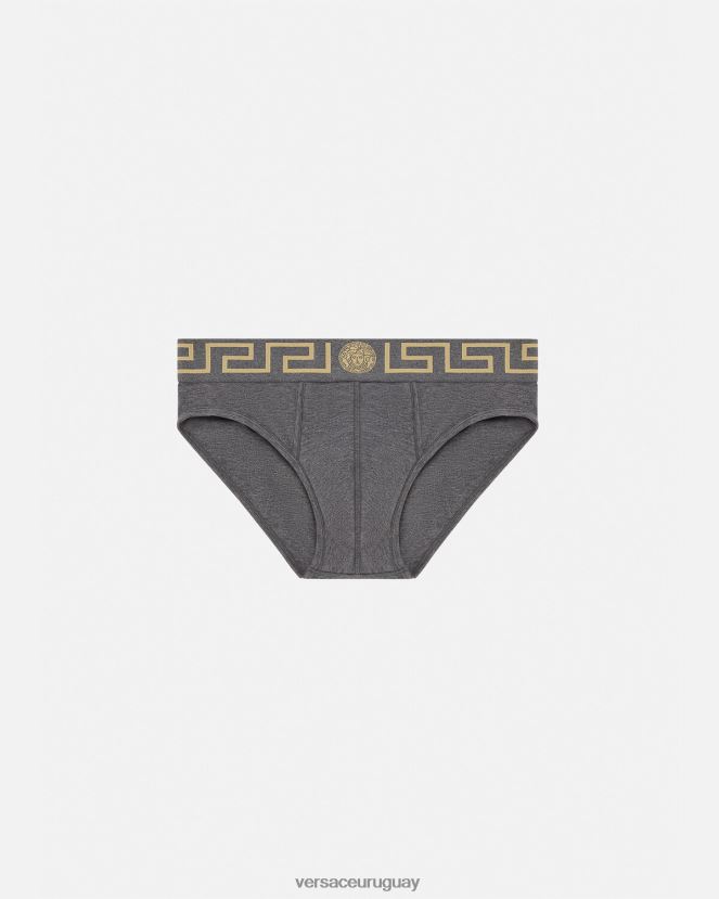 Versace calzoncillos con borde de greca hombres gris ropa interior y ropa de playa H88R0H1790