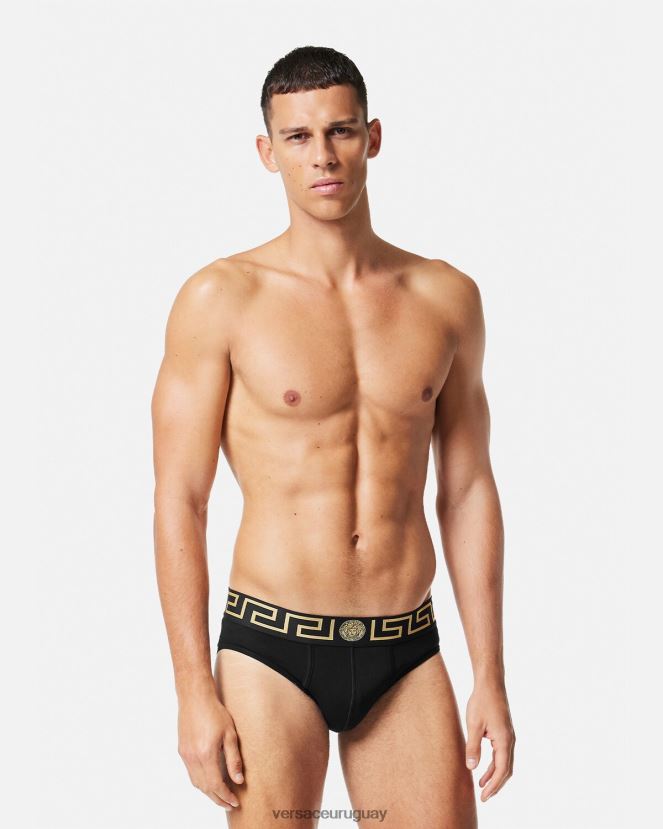 Versace calzoncillos con borde de greca hombres negro ropa interior y ropa de playa H88R0H1785