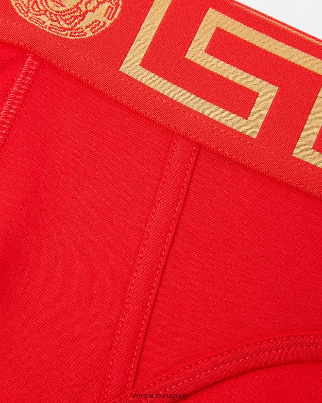 Versace calzoncillos con borde de greca hombres rojo ropa interior y ropa de playa H88R0H1788