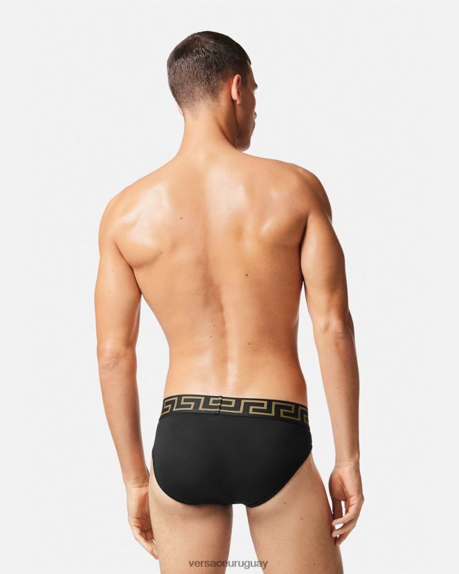 Versace pack de 2 calzoncillos con borde con greca hombres blanco negro ropa interior y ropa de playa H88R0H1781