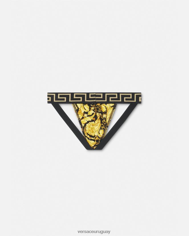 Versace suspensorio barroco hombres negro ropa interior y ropa de playa H88R0H1768