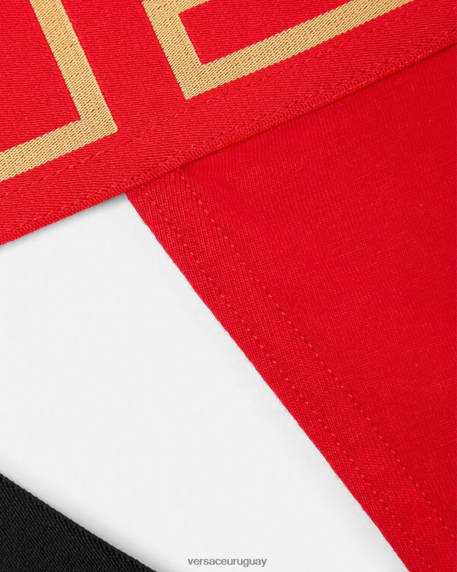 Versace suspensorio con borde de greca hombres rojo ropa interior y ropa de playa H88R0H1775