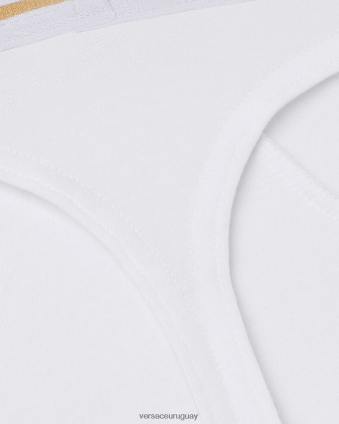 Versace tanga con borde de greca hombres Oro blanco ropa interior y ropa de playa H88R0H1772