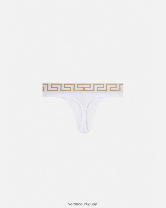 Versace tanga con borde de greca hombres Oro blanco ropa interior y ropa de playa H88R0H1772
