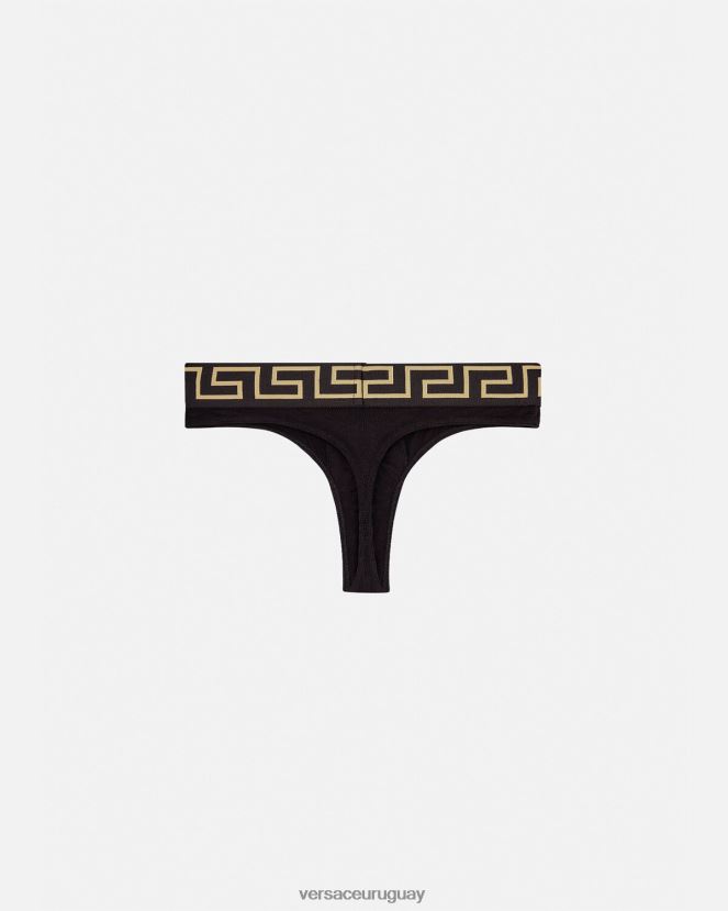 Versace tanga con borde de greca hombres negro ropa interior y ropa de playa H88R0H1770