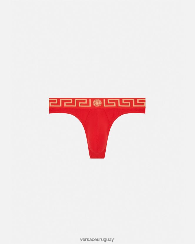 Versace tanga con borde de greca hombres rojo ropa interior y ropa de playa H88R0H1771