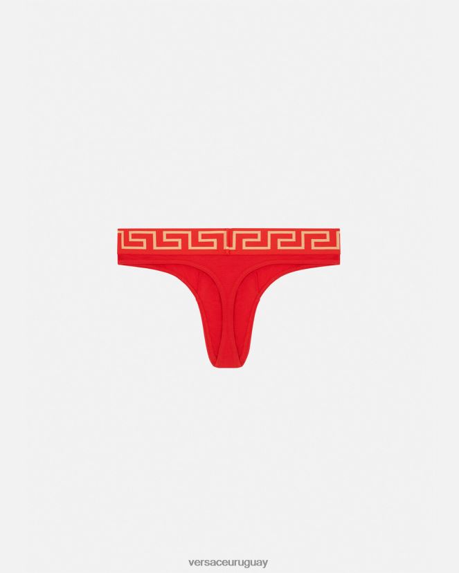 Versace tanga con borde de greca hombres rojo ropa interior y ropa de playa H88R0H1771