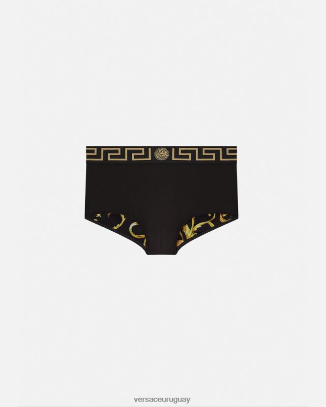 Versace bañador con borde de greca hombres negro ropa interior y ropa de playa H88R0H1807