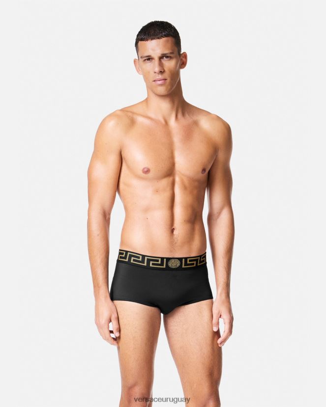 Versace bañador con borde de greca hombres negro ropa interior y ropa de playa H88R0H1807