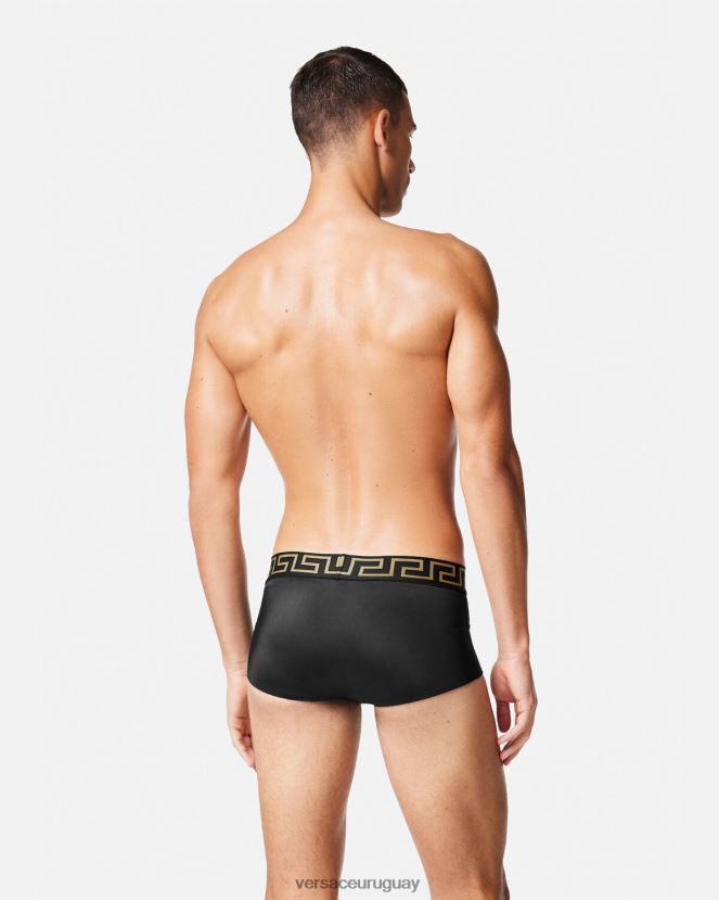Versace bañador con borde de greca hombres negro ropa interior y ropa de playa H88R0H1807