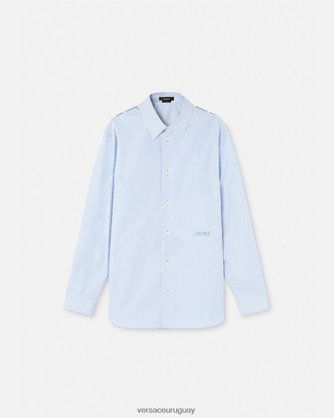 Versace camisa barroca a rayas con conchas marinas hombres imprimir ropa H88R0H1293