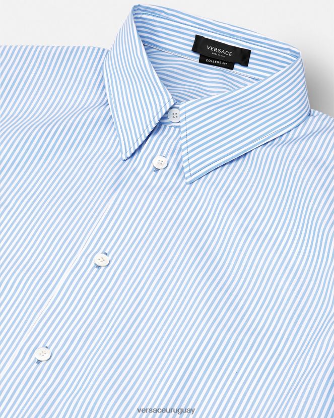 Versace camisa barroca a rayas con conchas marinas hombres imprimir ropa H88R0H1293