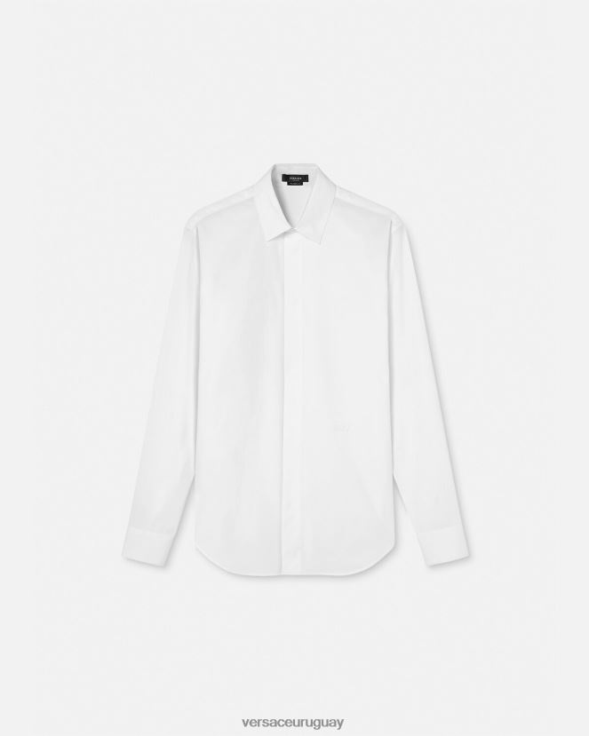 Versace camisa con logo bordado hombres blanco ropa H88R0H1300