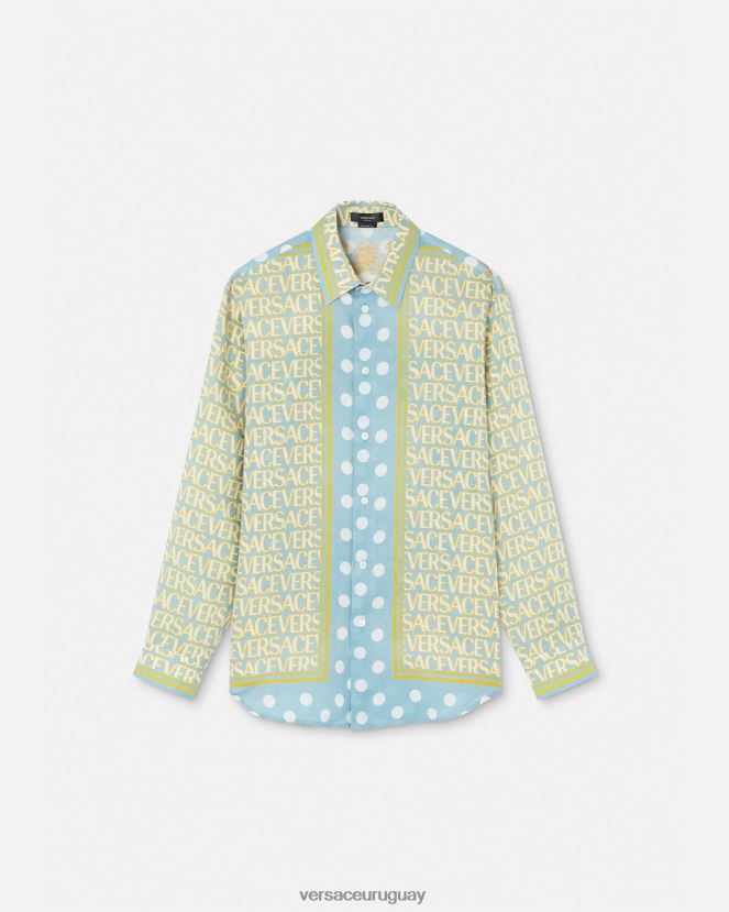 Versace camisa de lino por toda la prenda hombres imprimir ropa H88R0H1287