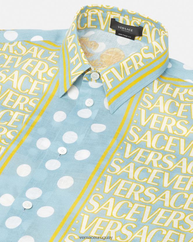 Versace camisa de lino por toda la prenda hombres imprimir ropa H88R0H1287