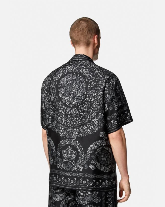 Versace camisa de seda con silueta barroca hombres imprimir ropa H88R0H1315