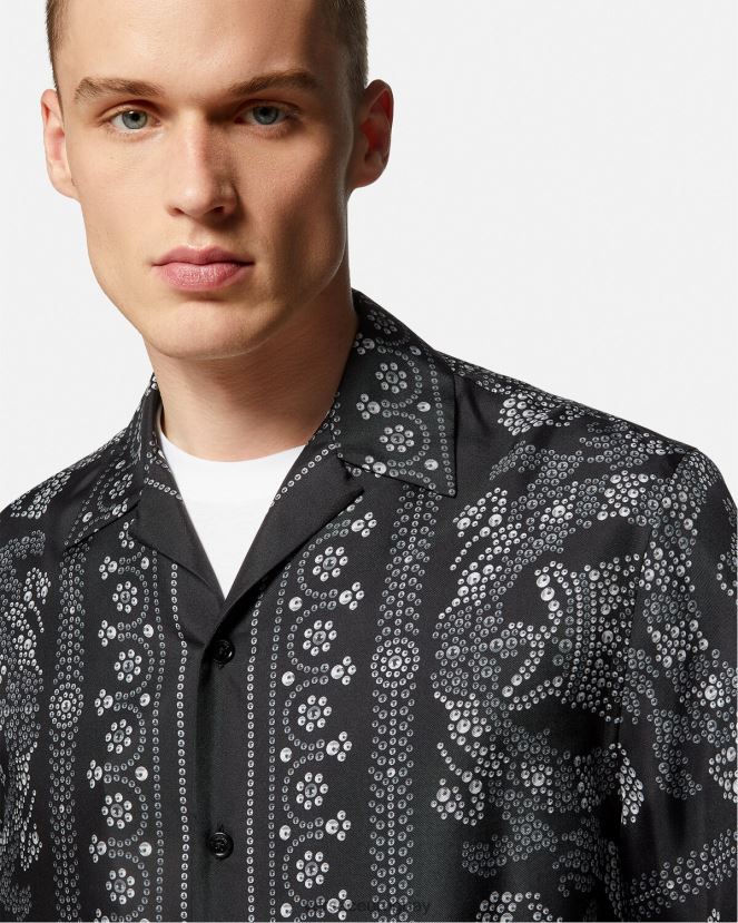 Versace camisa de seda con silueta barroca hombres imprimir ropa H88R0H1315