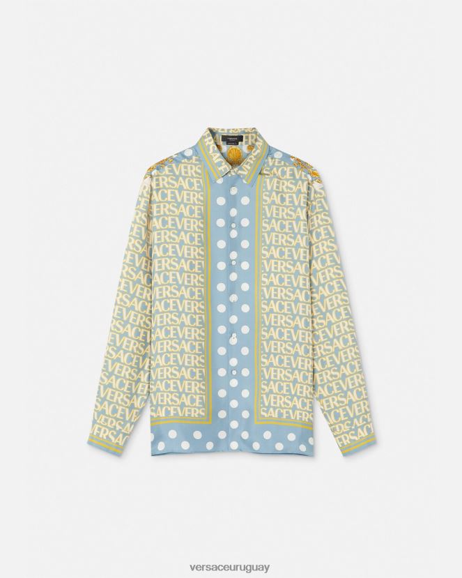Versace camisa de seda entera hombres imprimir ropa H88R0H1284