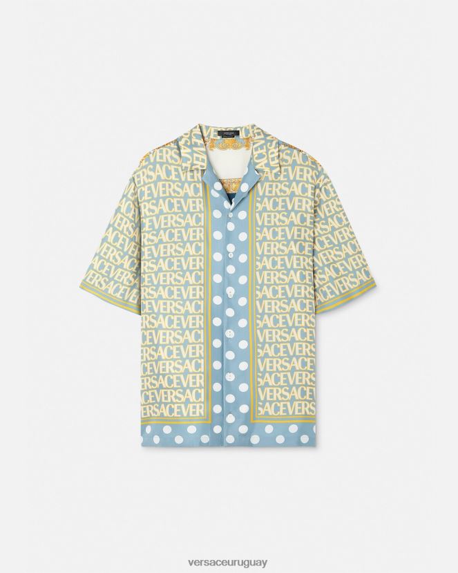 Versace camisa de seda entera hombres imprimir ropa H88R0H1285