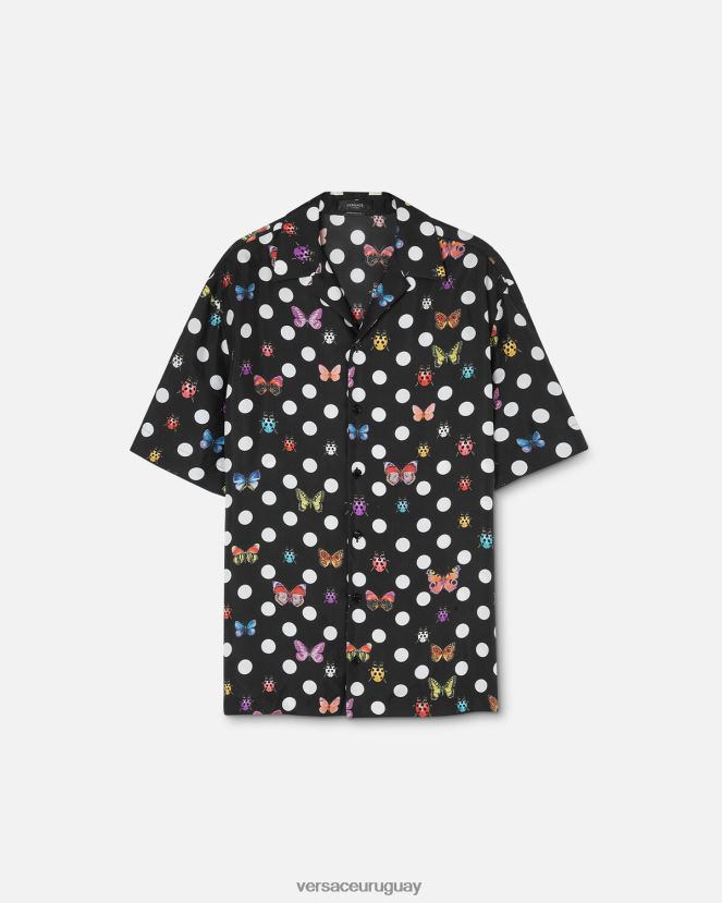 Versace camisa de seda mariposas hombres un color ropa H88R0H1282