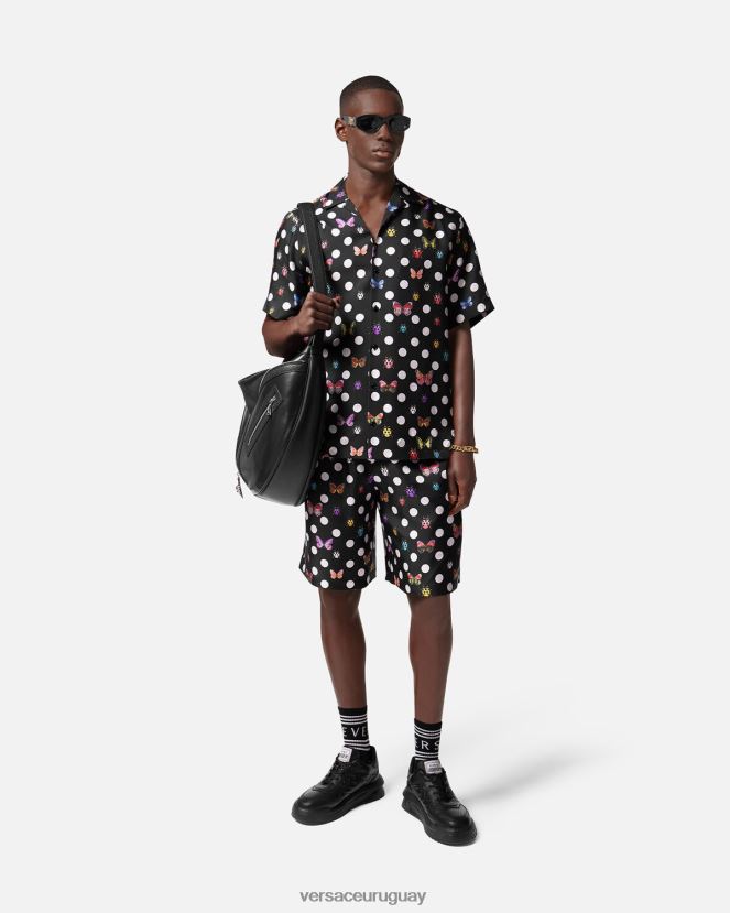 Versace camisa de seda mariposas hombres un color ropa H88R0H1282