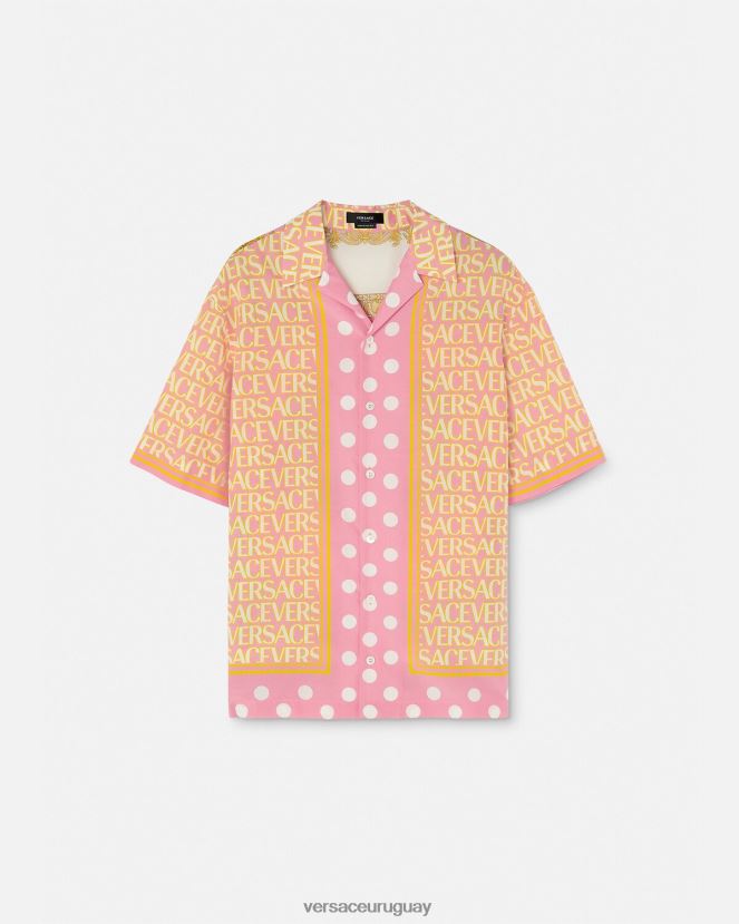 Versace camisa en mezcla de algodón hombres imprimir ropa H88R0H1288