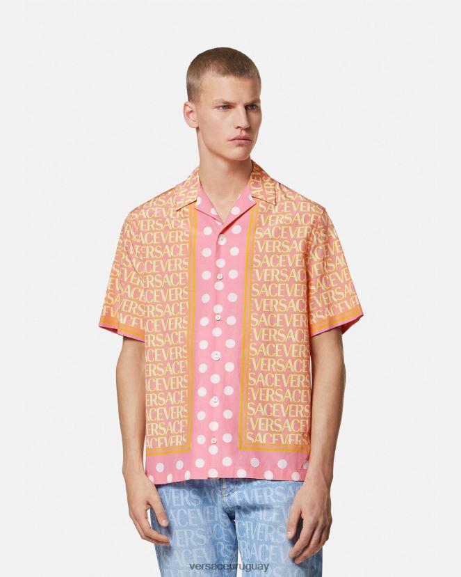 Versace camisa en mezcla de algodón hombres imprimir ropa H88R0H1288