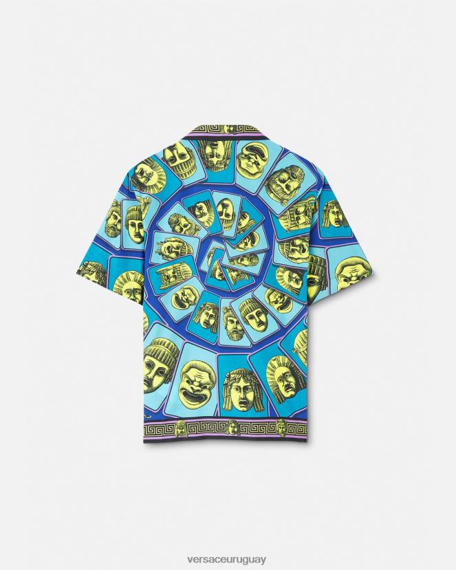 Versace camisa le maschere en mezcla de algodón hombres imprimir ropa H88R0H1309