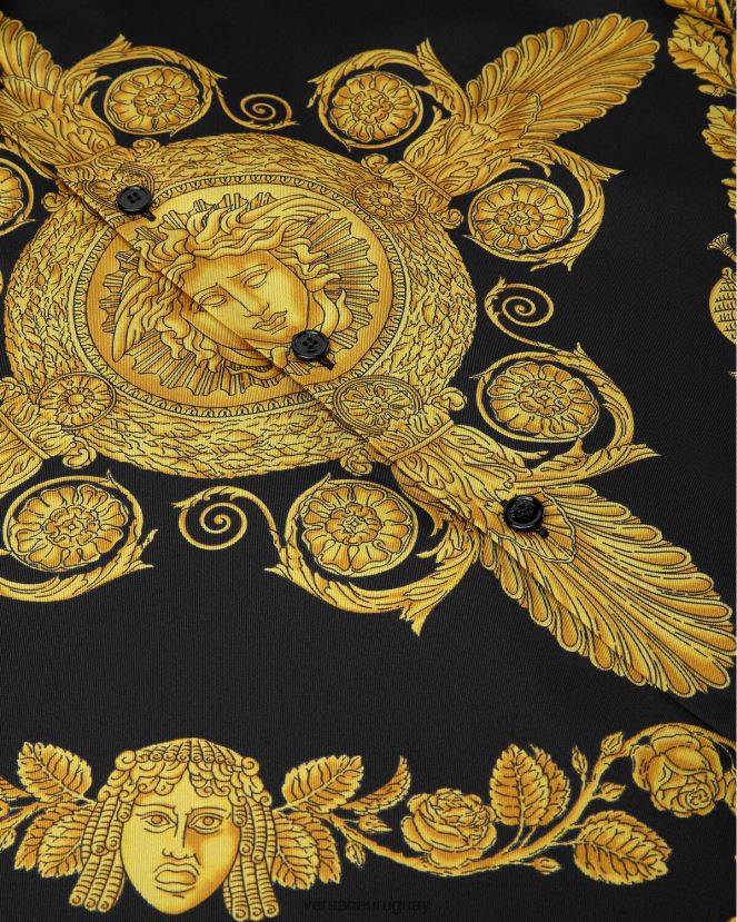 Versace camisa maschera barroca de seda hombres imprimir ropa H88R0H1311
