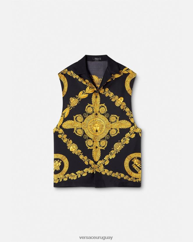 Versace camisa maschera barroca de seda hombres imprimir ropa H88R0H1312