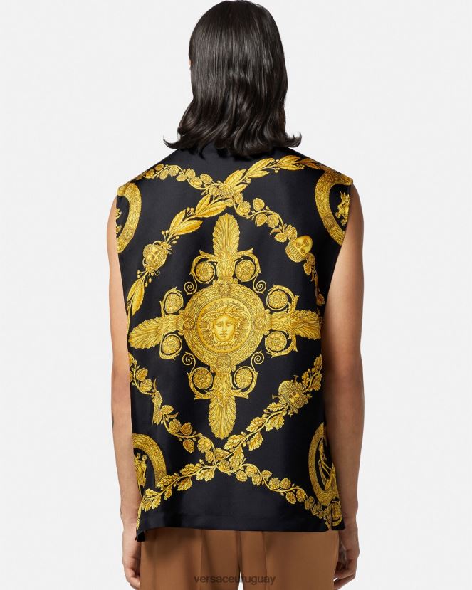 Versace camisa maschera barroca de seda hombres imprimir ropa H88R0H1312