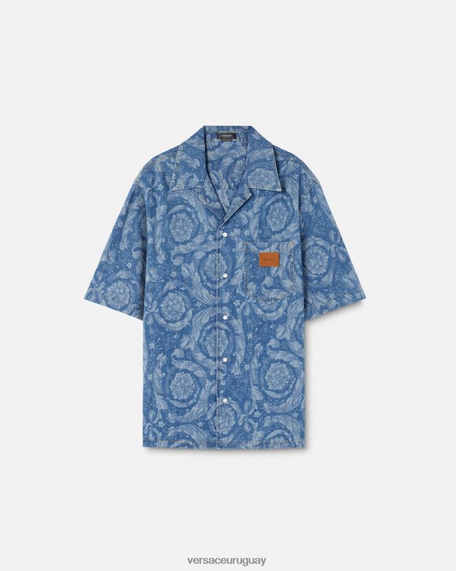 Versace camisa vaquera con silueta barroca hombres Plano ropa H88R0H1298