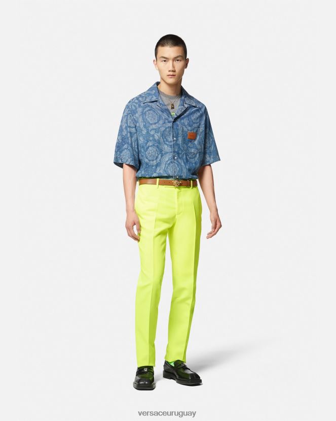 Versace camisa vaquera con silueta barroca hombres Plano ropa H88R0H1298