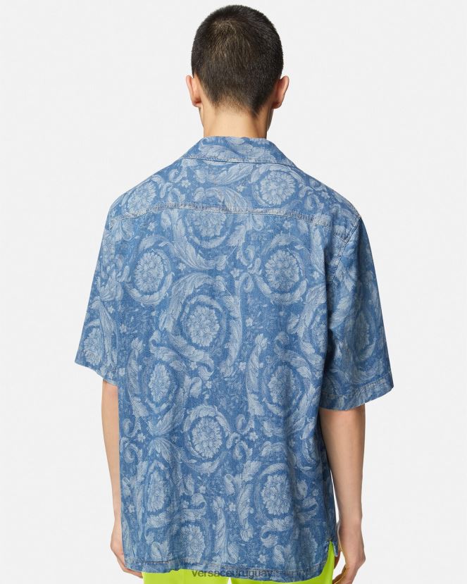 Versace camisa vaquera con silueta barroca hombres Plano ropa H88R0H1298
