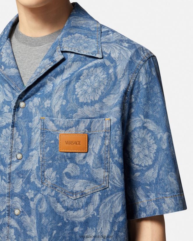 Versace camisa vaquera con silueta barroca hombres Plano ropa H88R0H1298