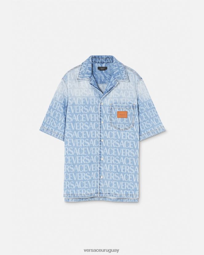 Versace camisa vaquera integral hombres azul ropa H88R0H1283