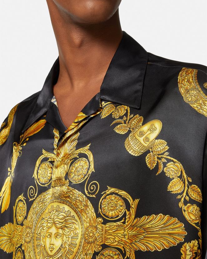 Versace polo maschera de satén barroco hombres imprimir ropa H88R0H1313