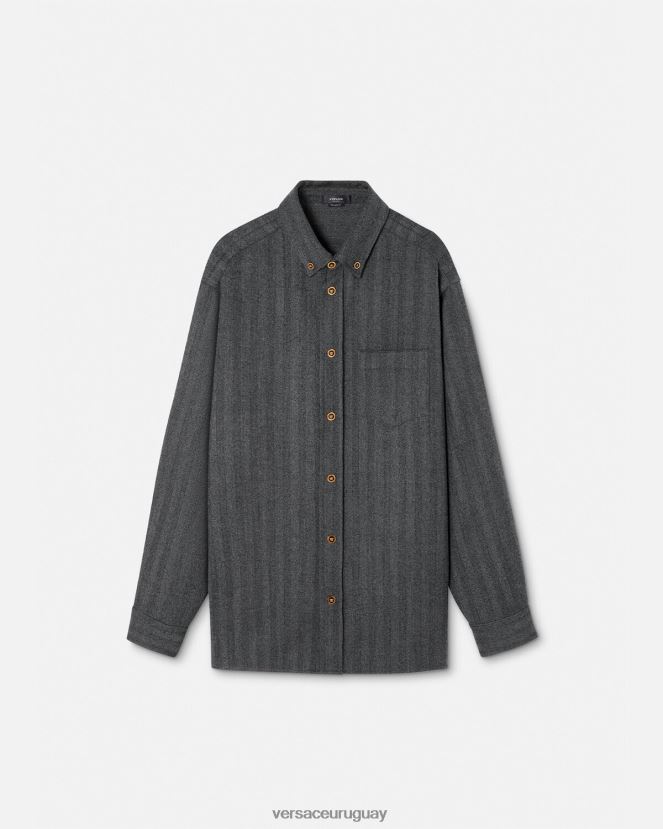Versace sobrecamisa de cachemir con medusa hombres gris ropa H88R0H1302