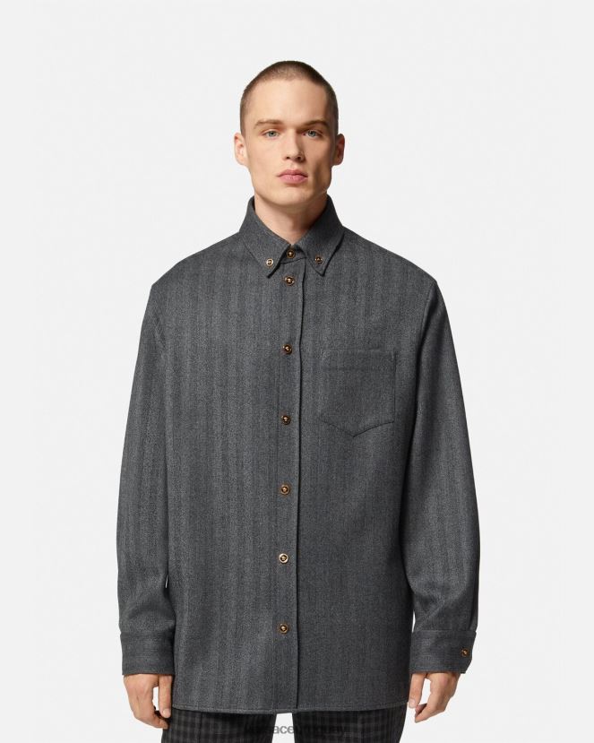 Versace sobrecamisa de cachemir con medusa hombres gris ropa H88R0H1302