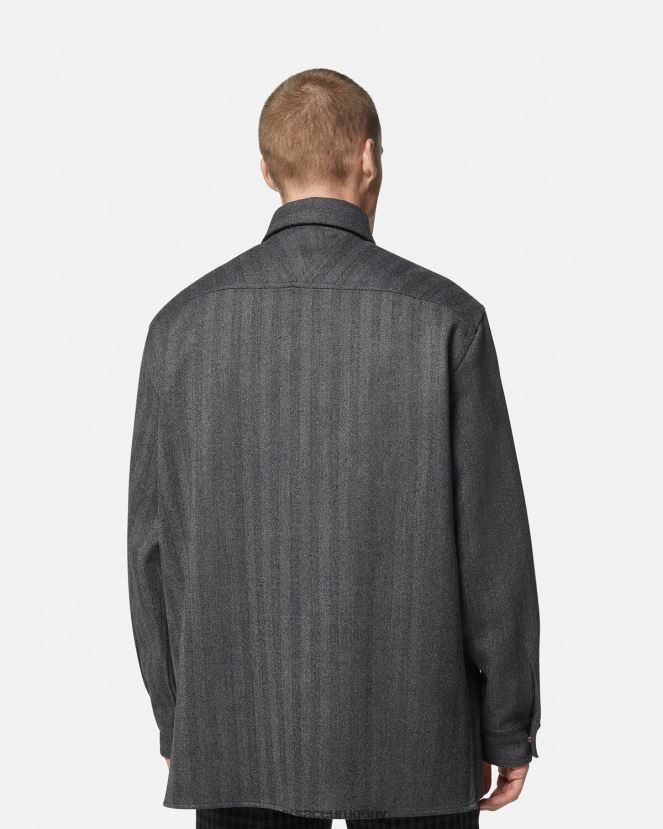 Versace sobrecamisa de cachemir con medusa hombres gris ropa H88R0H1302