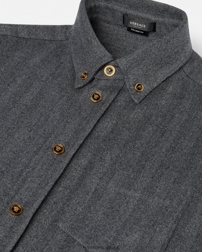 Versace sobrecamisa de cachemir con medusa hombres gris ropa H88R0H1302