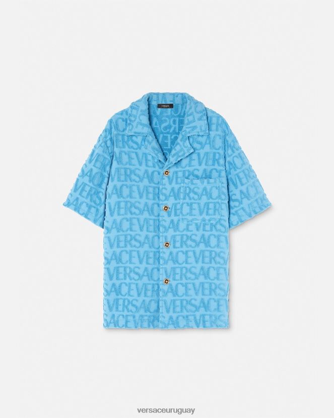 Versace sobrecamisa de toalla hombres azul claro ropa H88R0H1280
